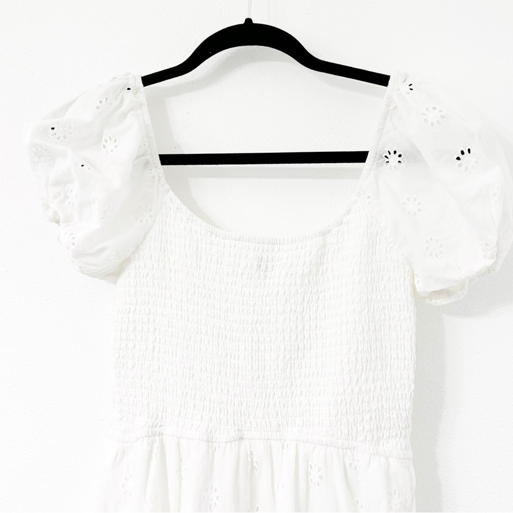 Hollister White Eyelet Puff Sleeve Mini Dress Medium - Picture 4 of 6
